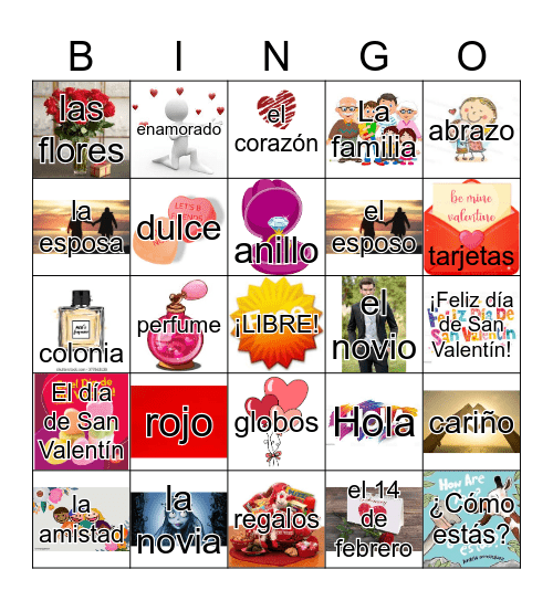 *El día de San Valentín Bingo Card