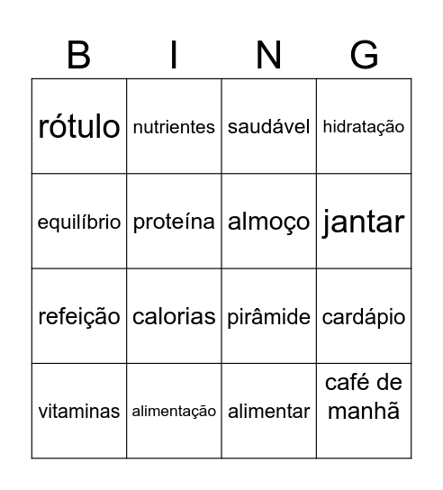 Letra H Bingo Card