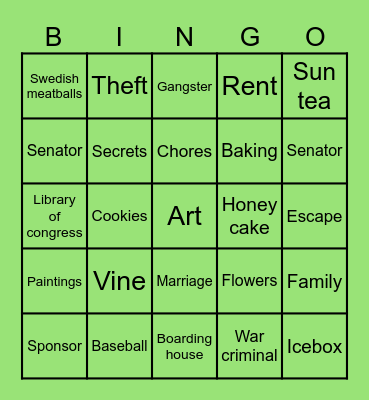 The Briar Club Bingo Card