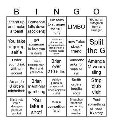 Bar Crawl Bingo! Bingo Card