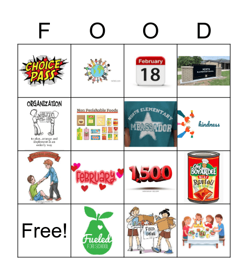Spring Food Drive Bingo Card