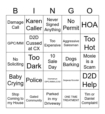 Summer Bingo Card