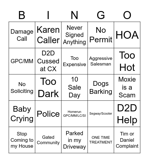 Summer Bingo Card