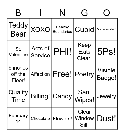 We Love Joint Commission! Bingo Card