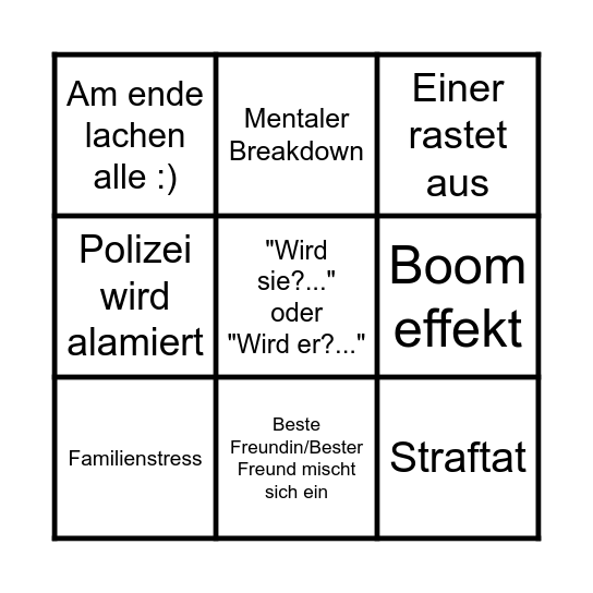 Hilf Mir Bingo Card