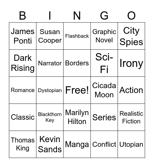 Battle of the Books Bingo Card