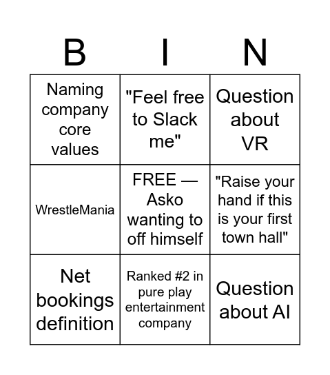 T2TH Bingo Card