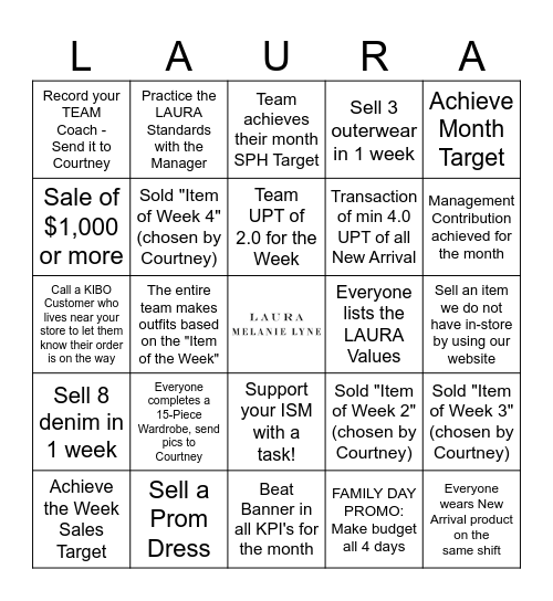 February TEAM Sales Blitz Bingo Card