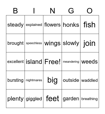 Wild Robot Ch.30-40 Bingo Card