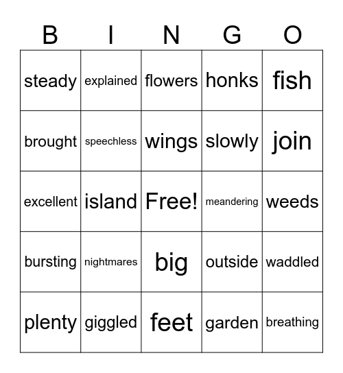 Wild Robot Ch.30-40 Bingo Card