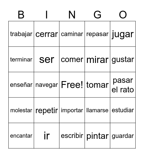 Español 1, 2/25 Bingo Card