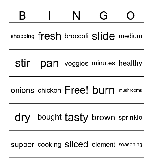 Chicken Dinner Bingo Card