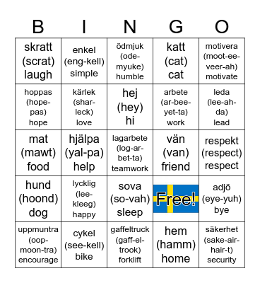 S-W-I-N-G-O (SWEDISH BINGO) Bingo Card