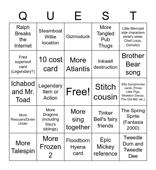 Lorcana set 7 Bingo Card