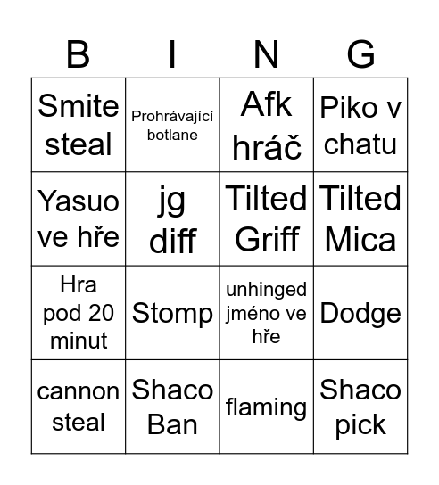 Lolenko Bingo Card