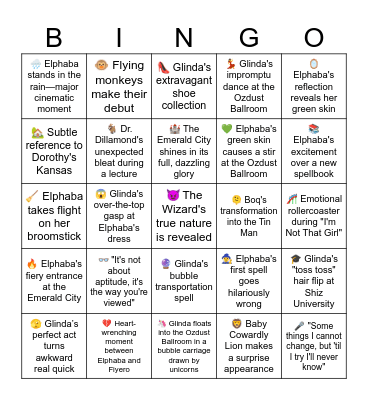Wicked Bingo Card