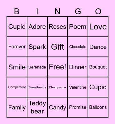 Valentines Day Bingo Card