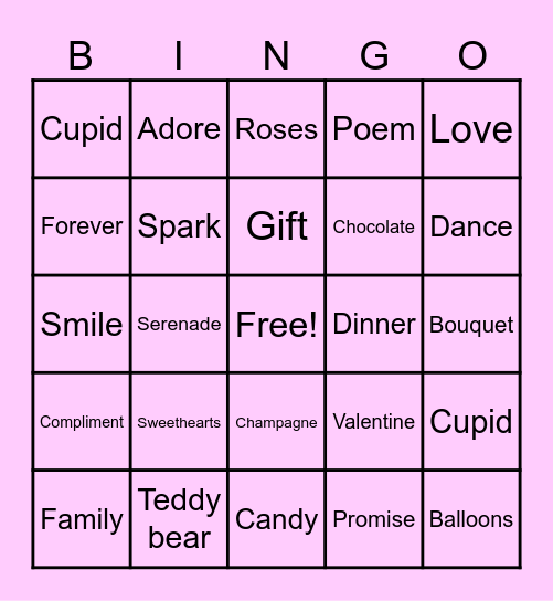 Valentines Day Bingo Card