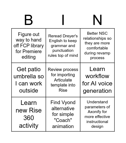 Q1 BINGO Card