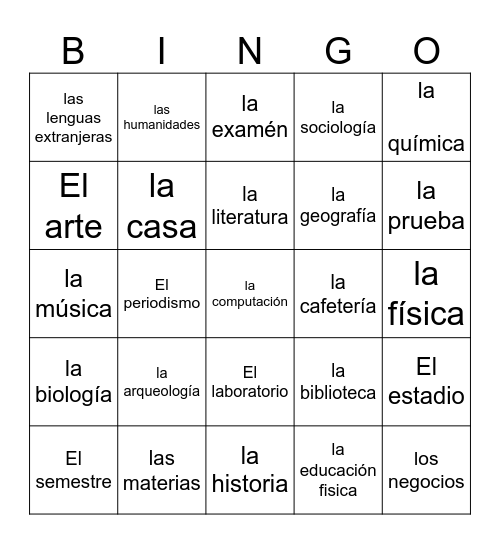 Senderos 1 Leccion 2 Bingo Card