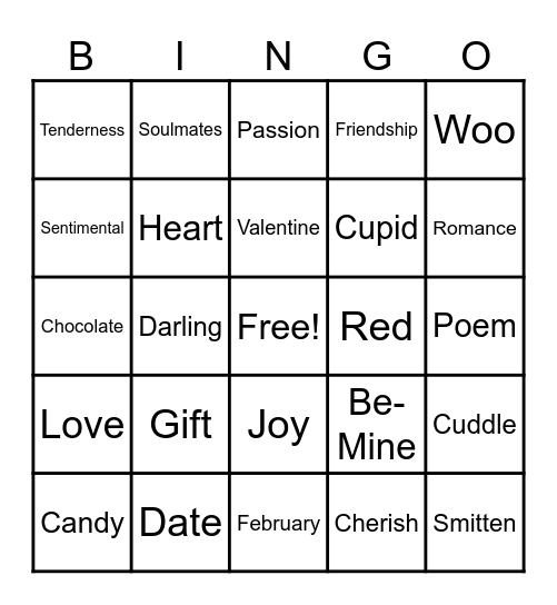 Valentine's Day Bingo Card