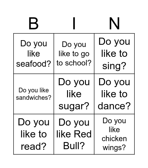 Do you like_Literacy Bingo Card