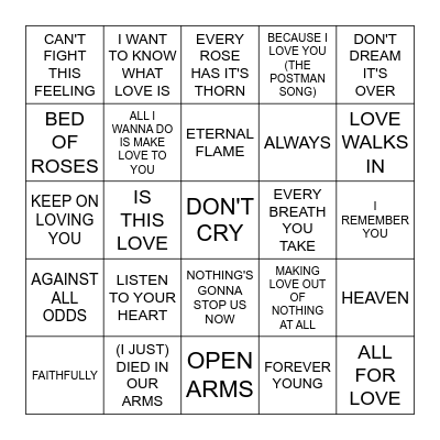 LOVIN' YOU Bingo Card