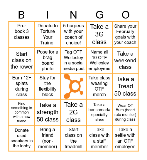 OTF Wellesley Bingo! Bingo Card