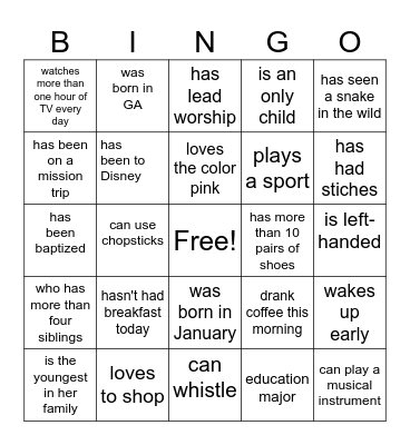 Find someone who... Bingo Card