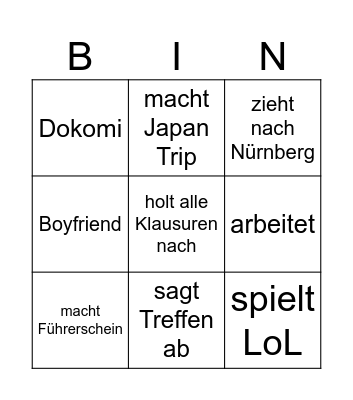 Johanna 2025 Bingo Card