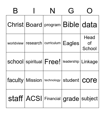 ACSI Bingo Card