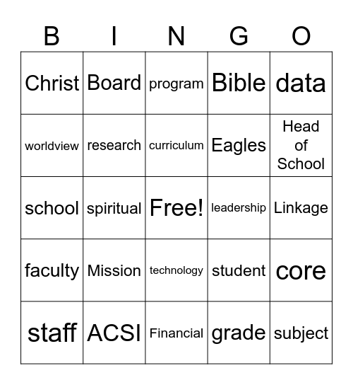 ACSI Bingo Card