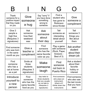Kindness Bingo Card