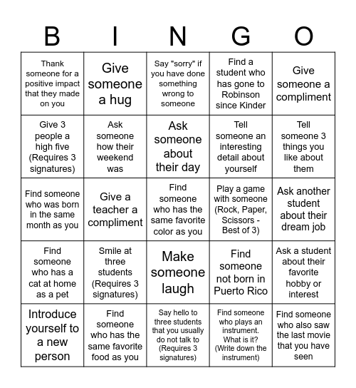 Kindness Bingo Card