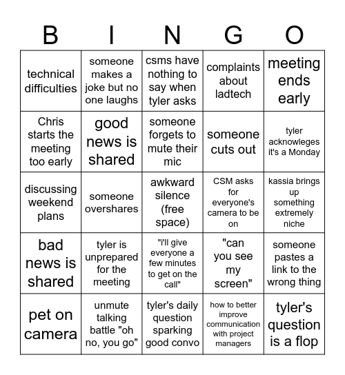 retail creative team standups Bingo Card