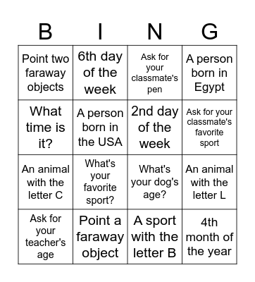 TeenUp 2 Bingo Card