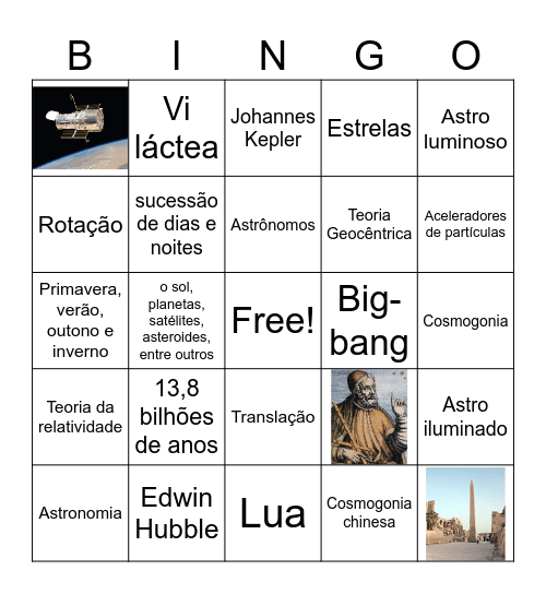 Astronomia Bingo Card