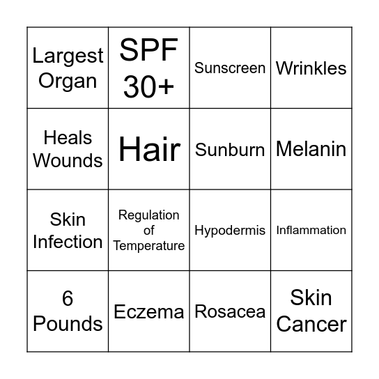Integumentary System Bingo Card