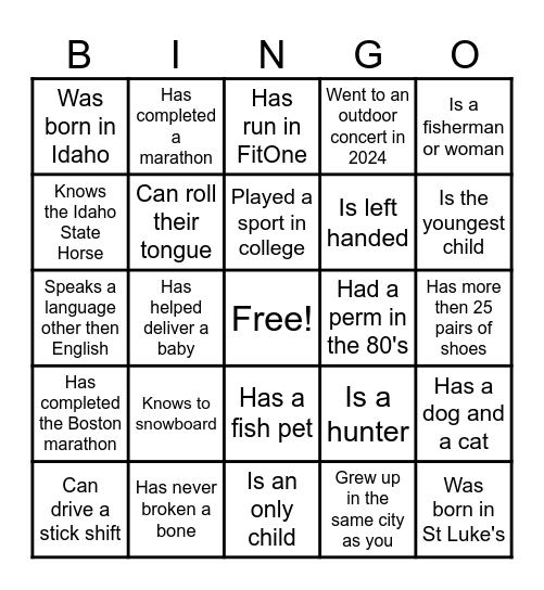 Find Someone who.... Bingo Card