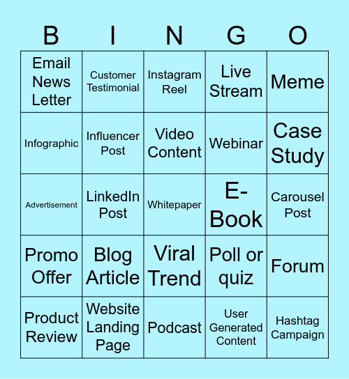 Content Bingo Card