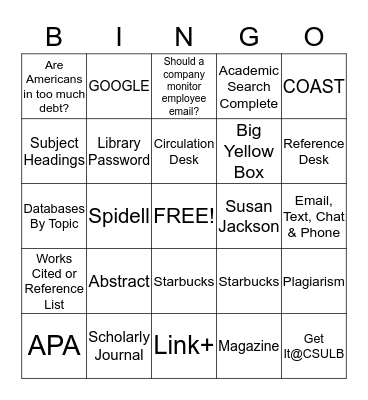 Library BINGO Card