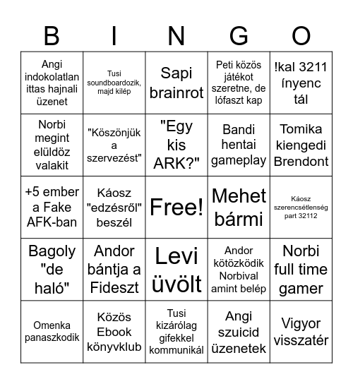 TripK Bingo Card