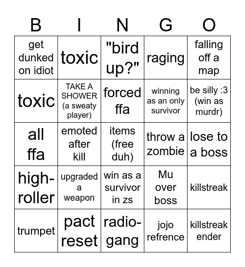 da asylum boingo Bingo Card