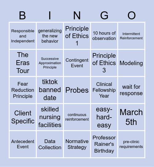 Clinical Methods! Bingo Card