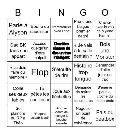 Jossua Bingo Card