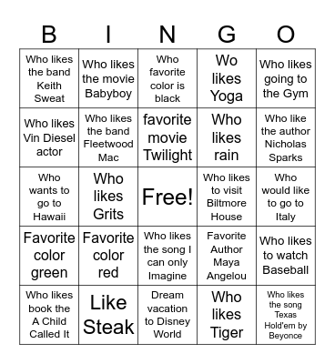 Human Bingo Card