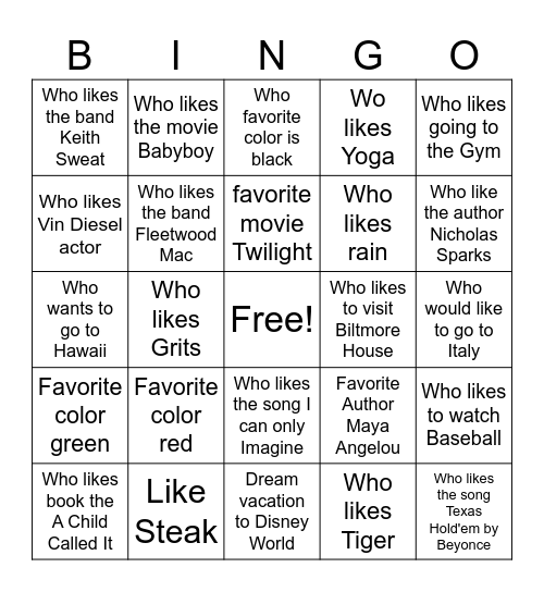 Human Bingo Card