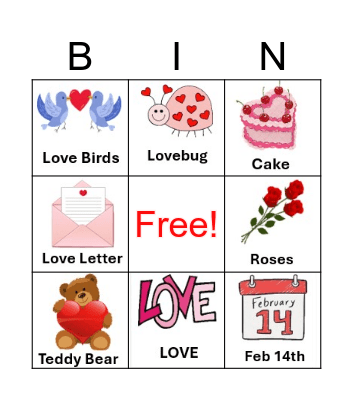 Valentines Bingo Card