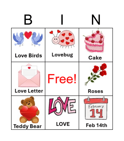 Valentines Bingo Card