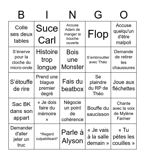 Jossua Bingo Card